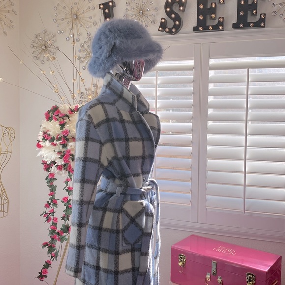 𝑳𝒊𝒈𝒉𝒕 𝑩𝒍𝒖𝒆, 𝑾𝒉𝒊𝒕𝒆, 𝑮𝒓𝒆𝒚 𝑷𝒍𝒂𝒊𝒅 𝑾𝒐𝒐𝒍 𝑪𝒐𝒂𝒕 - Picture 7 of 7